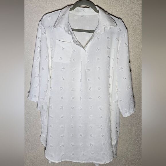 Other - White Large Polka Dot Tunic Swimsuit Cover-up